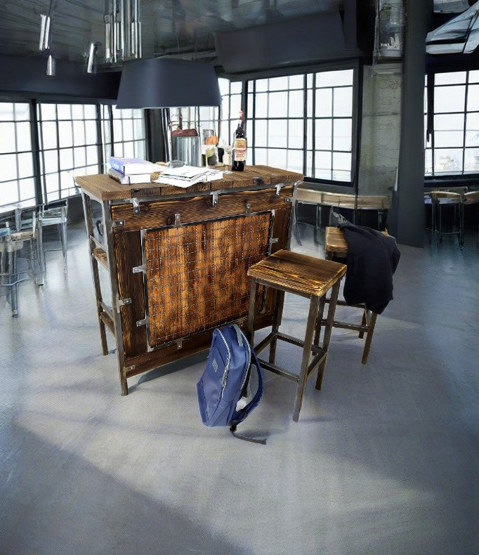 CHYRKA® Table de Bar Table de Bar Tabouret de Bar Chaise de Bar Meuble de Bar SAMBOR Loft Vintage Bar Design Industriel Fait Main Bois Métal