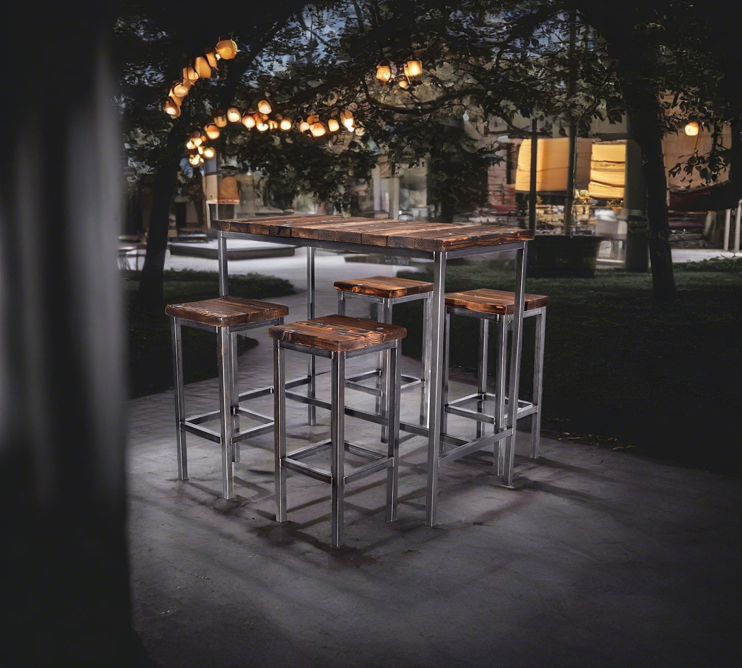 CHYRKA® Barový stůl barová židle LS barový stůl SAMBOR barový nábytek loft vintage bar průmyslový design ruční výroba dřevo kov
