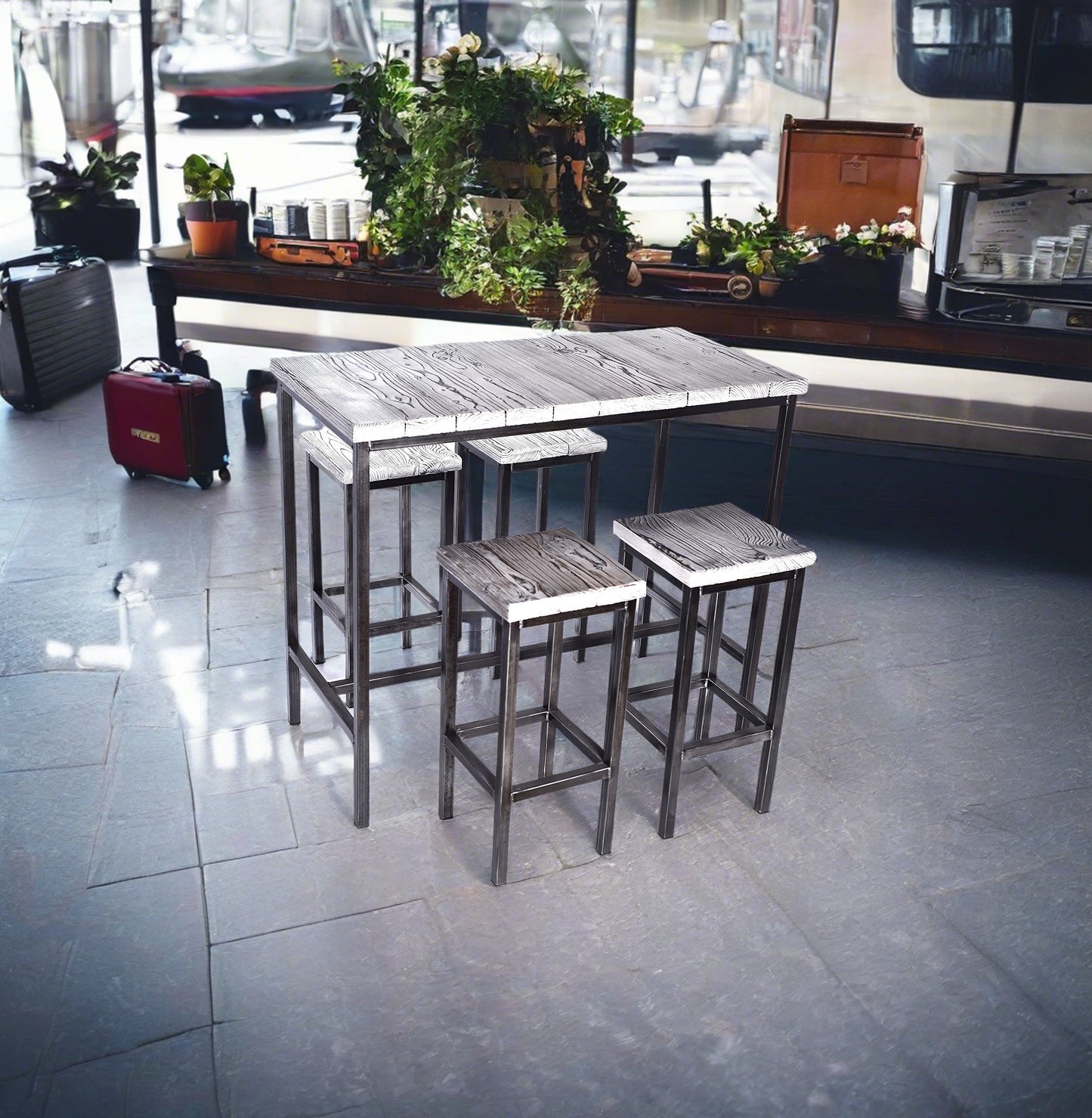 CHYRKA® baro stalas baro kėdė LS baro stalas SAMBOR baro baldas palėpės vintage baras pramoninio dizaino rankų darbo