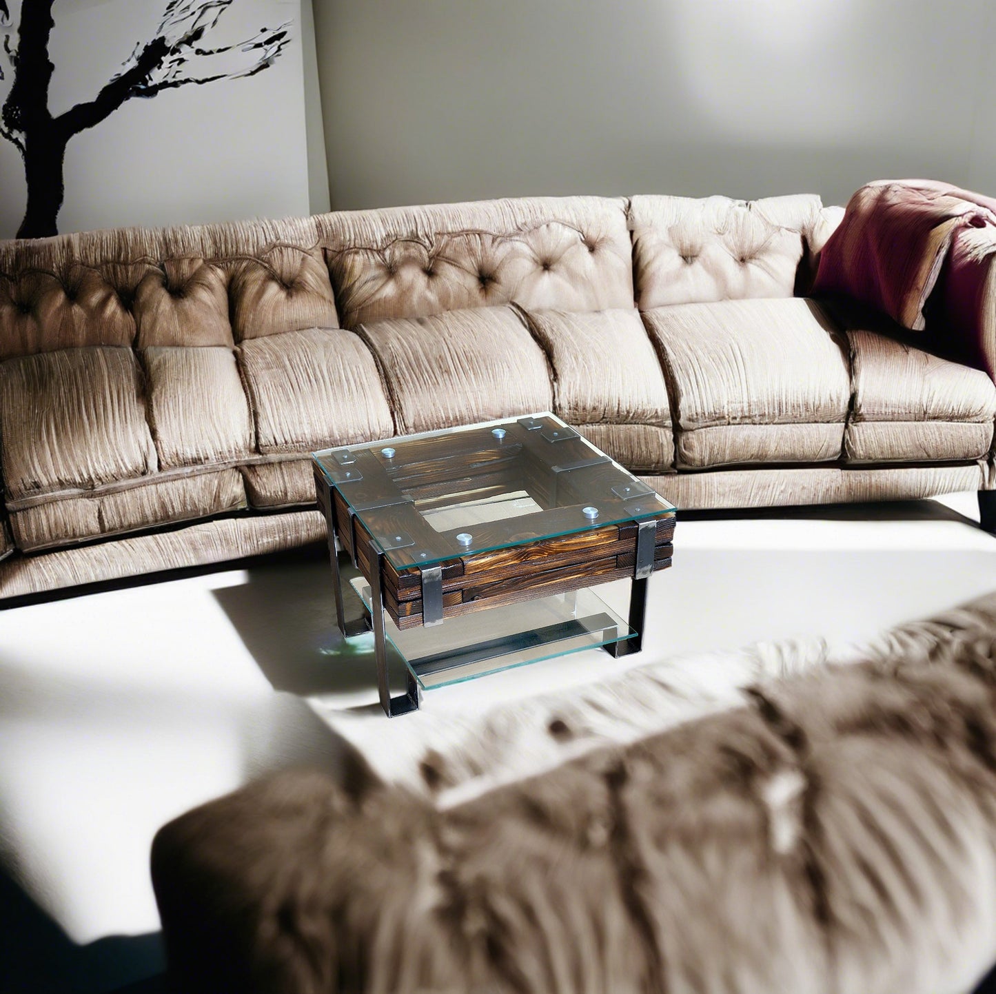 CHYRKA® Coffee table LL living room table LEMBERG Loft Vintage Bar Industrial Design Handmade wood glass metal
