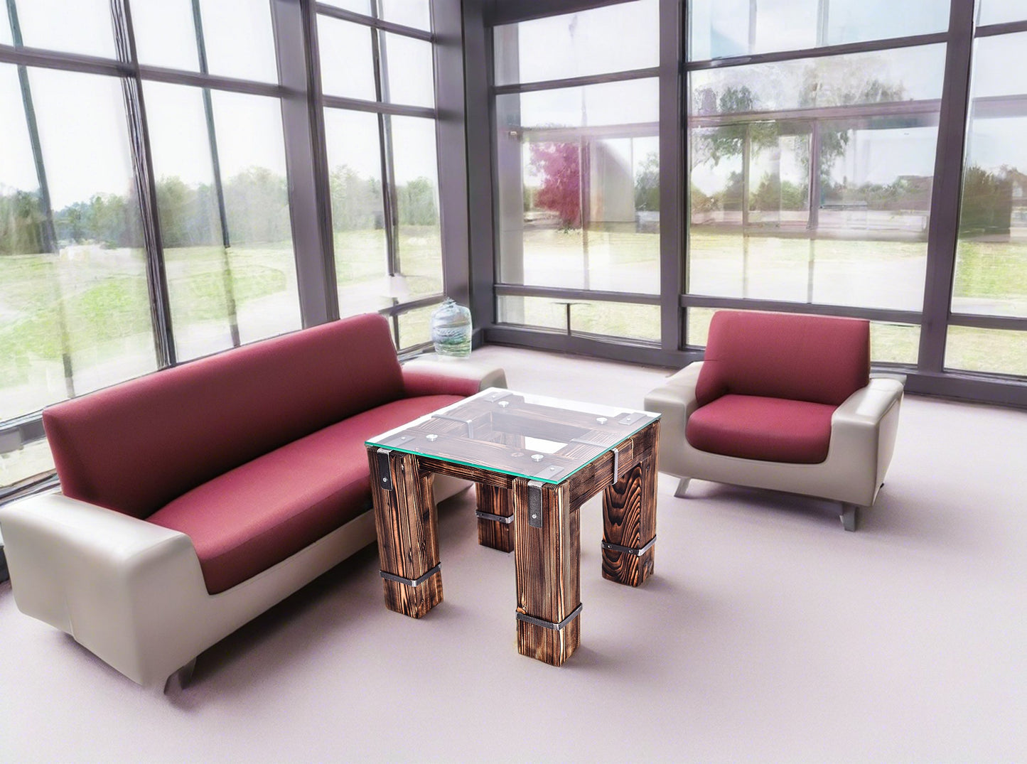 CHYRKA® Table basse LD DROHOBYCZ table de salon loft bar vintage design industriel fait main bois verre métal
